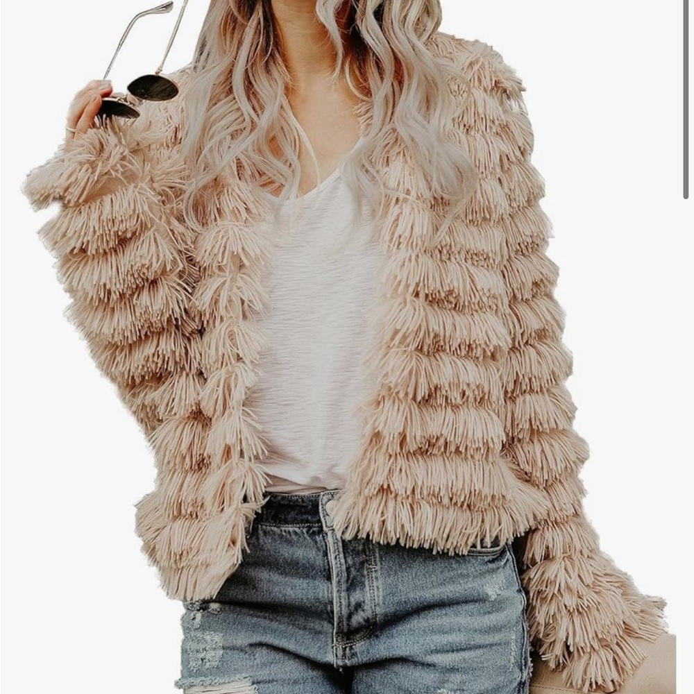 Womens Fall Open Front Cardigan Faux Fur Coat Vintage Parka Shaggy Jacket Warm - Picture 4 of 6